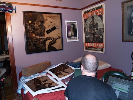 Checking the prints against the original Dave McKean painting